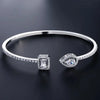 Geometric Gold-Color Cuff Bangle with Cubic Zirconia, Women's Fashion Bracelet for Party & Everyday