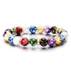 7 Chakra Natural Stone Bracelet, Black Braided Rope, Reiki Healing Yoga Meditation Unisex 17.4 cm (6.85 in)