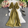 V-Neck Dolman Sleeve Polka Dot High-Waist Wide-Leg Jumpsuit for Women
