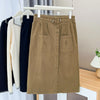 Plus Size A-Line Utility Midi Skirt with Drawstring – Mid-Length Cotton Skirt (XL–4XL)