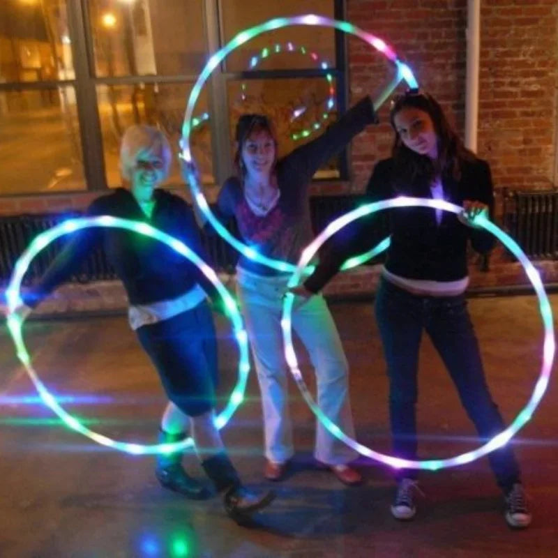 LED Flashing Fitness Hula Hoop 90 cm (35.4 in) 7-Color Portable Weighted Exercise Hoop for Waist & Core