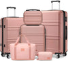 6-Piece Hardside Spinner Luggage Set with TSA Lock – Cream White (20in/51cm, 24in/61cm, 28in/71cm + Travel Bags)