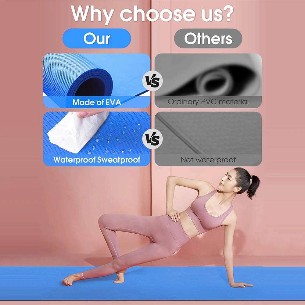 4mm EVA Yoga Mat Non-Slip Exercise Mat 173 x 60 cm (68 x 24 in) Thick Comfort Foam for Pilates & Fitness