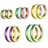 U7 Stainless Steel 5-Pair Round Huggie Hoop Earring Set — Unisex 8/10/12/14/16 mm (0.31/0.39/0.47/0.55/0.63 in) Mix of Gold, Black, Silver