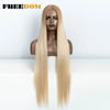 38-Inch (96.5 cm) Straight Synthetic Lace Front Wig – 13x6 Deep Part Ombre Brown-Red-Blonde Highlights for Women, Cosplay