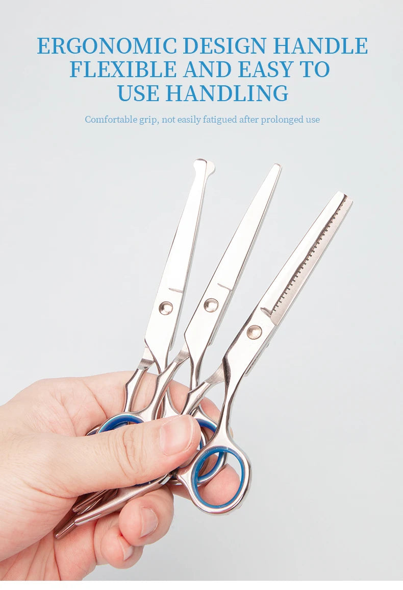 Professional Barber Hair Cutting Scissors Stainless Steel Hairdressing Shears for Salon & Home (3 Styles)