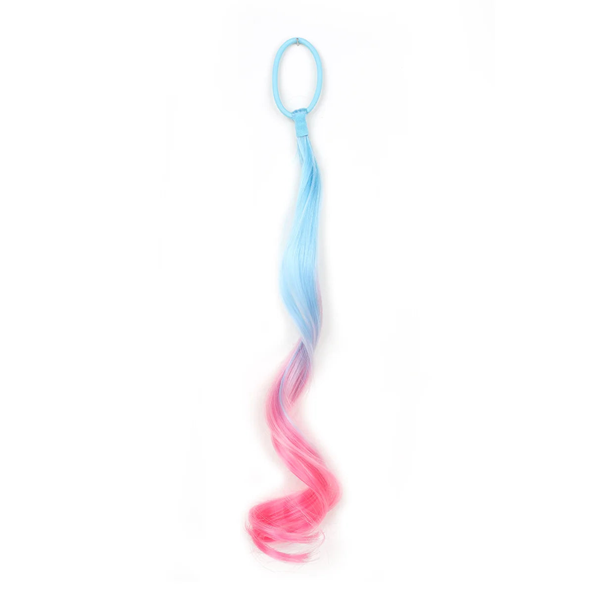 14-Inch (35 cm) Curly Colored Synthetic Ponytail Extension for Kids — Lightweight with Elastic Tie