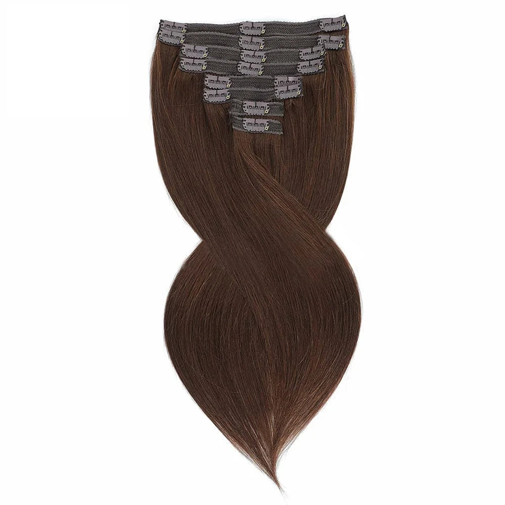 Seamless Clip-In Human Hair Extensions 8-Piece 120g Brazilian Remy Straight 16-26 in (41-66 cm)