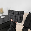 Quilted Cotton Cosmetic Bag — Square Makeup & Travel Toiletry Organizer (10.2×9.8×6.3 in / 26×25×16 cm)