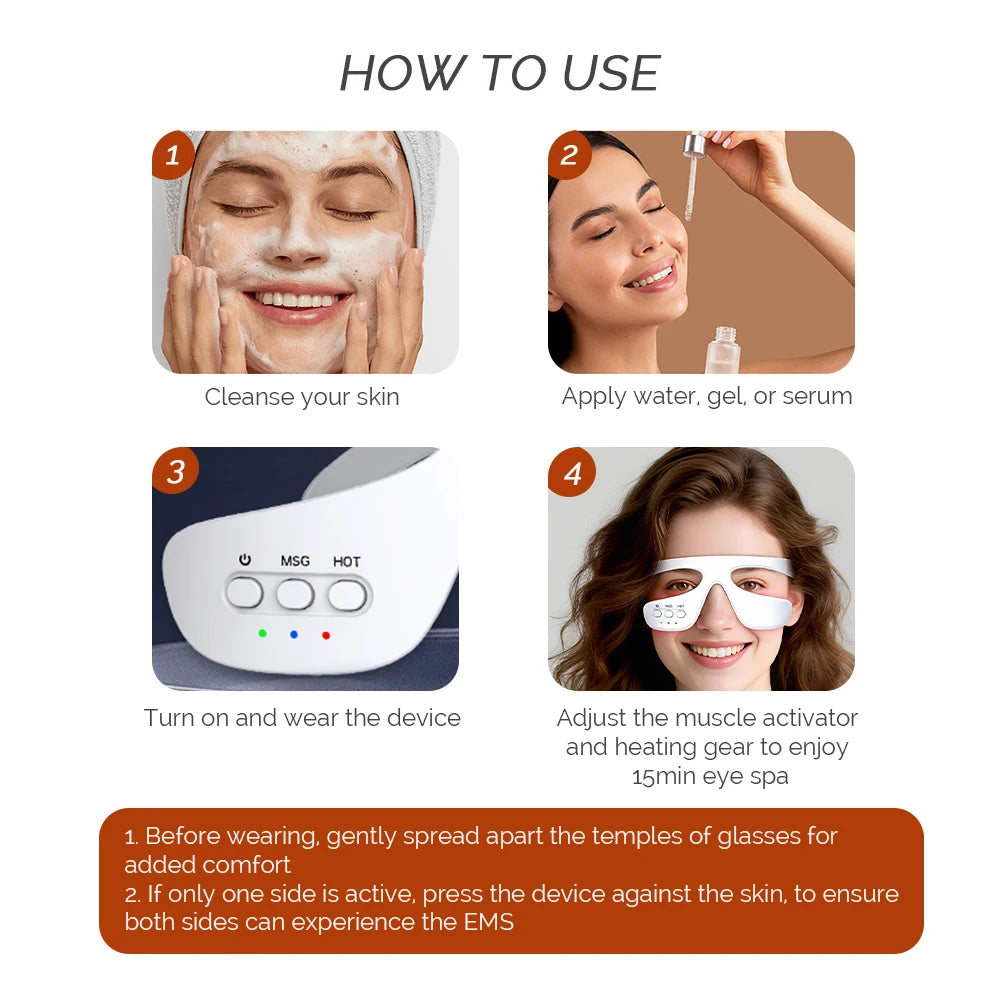 Wireless USB-C Eye Massager — 3-Mode Heat & Red Light for Dark Circles, Puffiness & Eye Fatigue