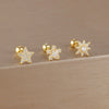 3-Pack 14K Gold-Plated Stainless Steel Crown Stud Earrings for Women with Crystal Zircon — Horse Eye Design