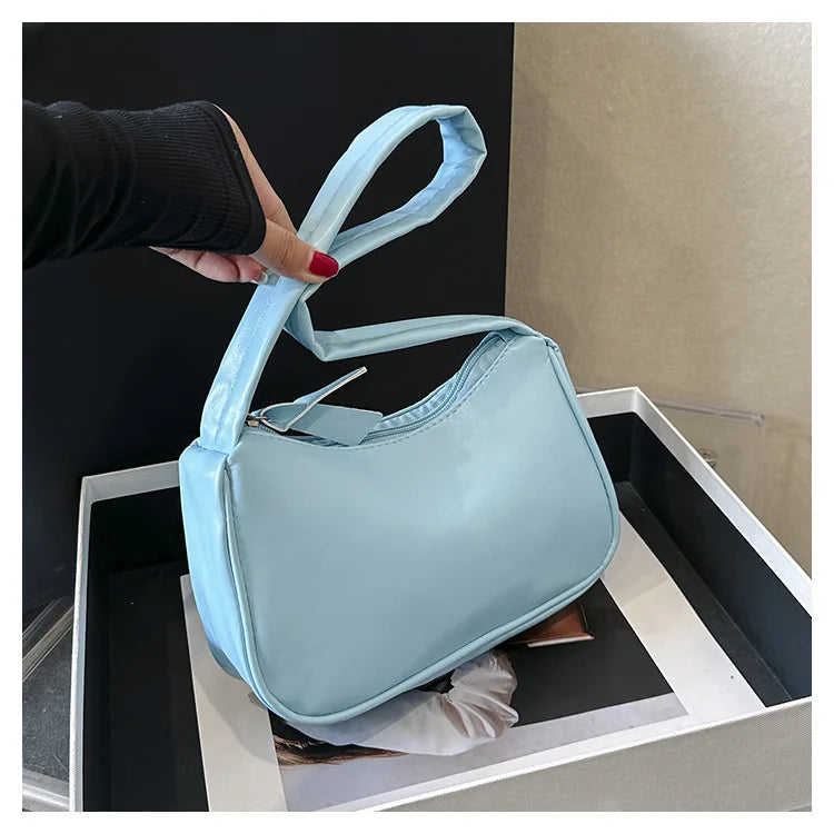 Retro Soft PU Leather Small Underarm Shoulder Bag with Top Handle for Women