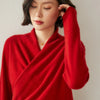 100% Cashmere V-Neck Knit Pullover Women Autumn Winter Sweater