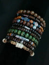 10-Pack Khaki & Black Woven Leather Wrap Bracelets - Handmade Adjustable Unisex