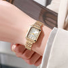 Gold Plated Rectangular Women's Quartz Watch — 2.2×3.0 cm (0.87×1.18 in) Dial, Stainless Steel Bracelet