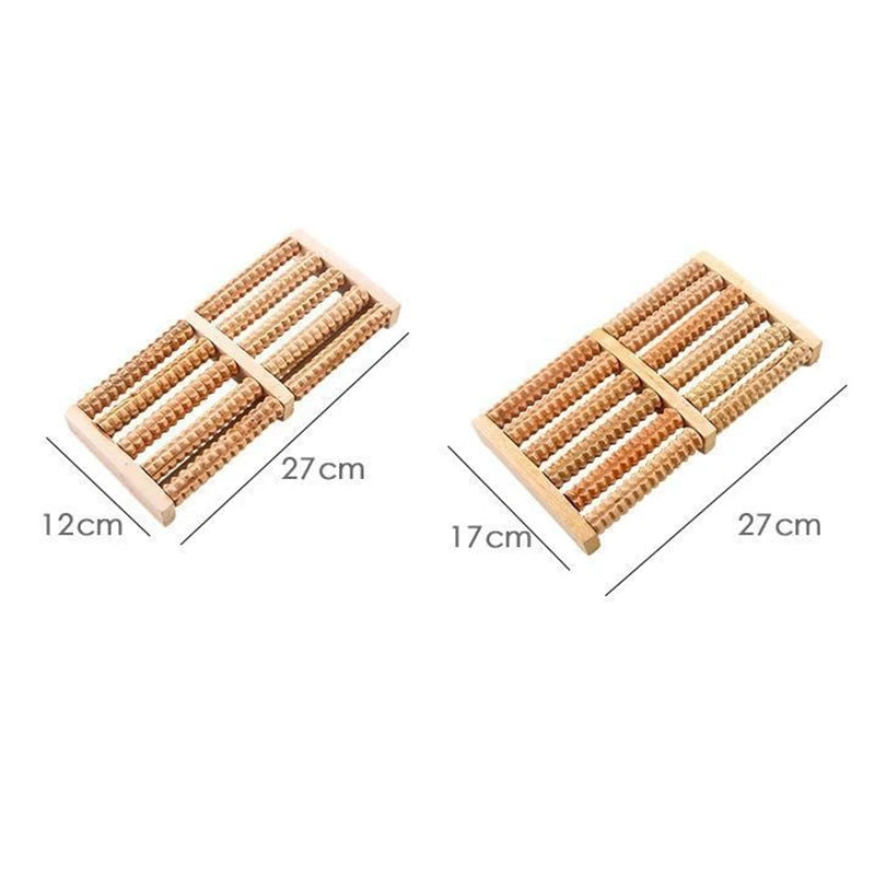 Wooden 6-Row Foot Massager Roller Shiatsu Reflexology Pain Relief and Relaxation