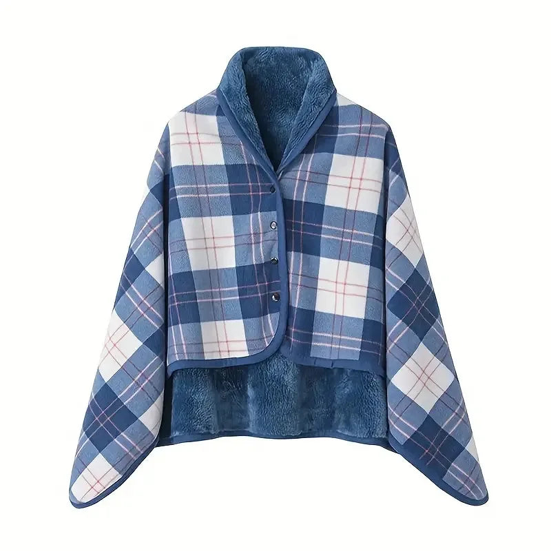 Women's Flannel Wearable Shawl Blanket – Cozy Shoulder Throw for Office, Travel & Home