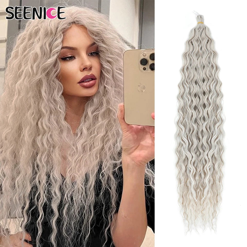 Ariel Water Wave Twist Crochet Braids – Ombre Synthetic Deep Wave Hair Extensions, 22 Inch (55 cm)