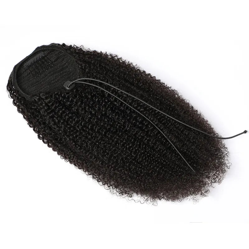 Afro Kinky Curly Drawstring Ponytail 100% Human Hair 3C/4A 8-26 Inch Brazilian Remy Clip-In for Black Women