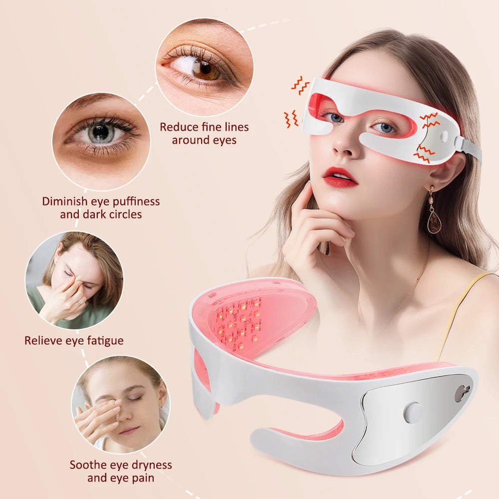 3D Eye Massager — Red Light, Vibration & Microcurrent Therapy for Dark Circles & Puffiness