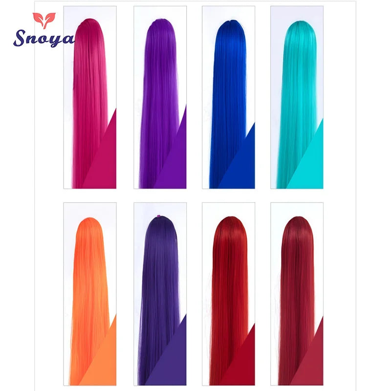 Snoya Clip-In Long Straight Ponytail Extension 60 cm / 30 cm (23.6 in / 11.8 in) Heat-Resistant Synthetic Claw Clip for Cosplay, Red, Purple, Pink, Blue