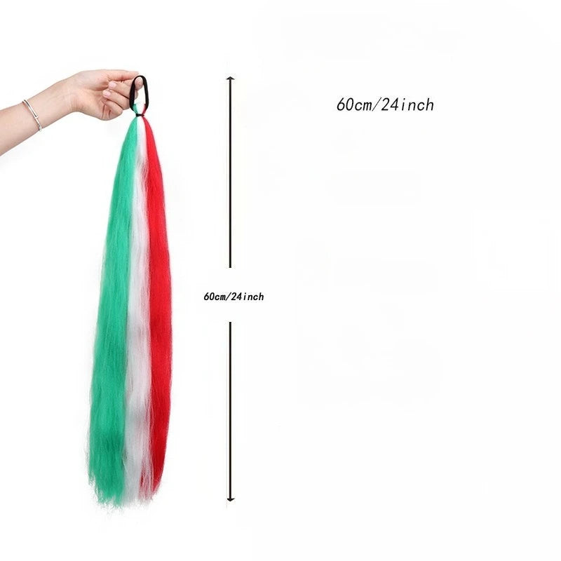 Clip-In Synthetic Ponytail Extension - Straight Colored Braid with Christmas Hair Clips, Holiday Gift