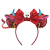 Mickey & Minnie Sequin Ear Headband with Bow – Disney-Inspired Hairband for Women & Kids, Party Cosplay