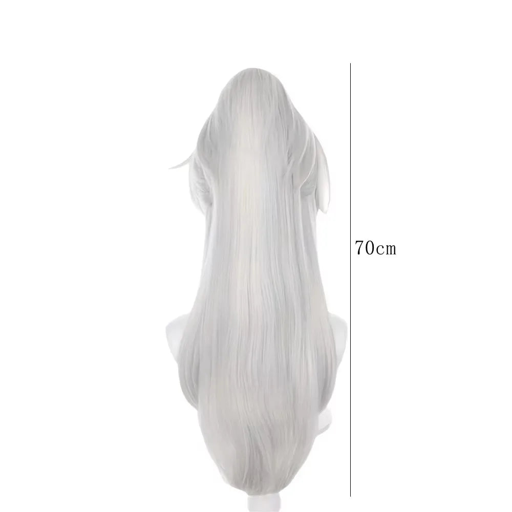 Jing Yuan Long Silver-White Ponytail Wig - Heat-Resistant Synthetic Anime Cosplay