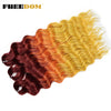 Synthetic Braiding Hair Extensions 24 in (60 cm) Loose Deep Wave Ombre Brown Rainbow Twist Crochet 3-Pack