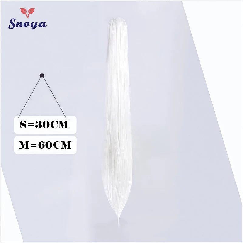 Snoya Clip-In Long Straight Ponytail Extension 60 cm / 30 cm (23.6 in / 11.8 in) Heat-Resistant Synthetic Claw Clip for Cosplay, Red, Purple, Pink, Blue