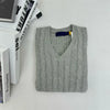 Women's Oversized V-Neck Cotton Knit Sweater - Long Sleeve Casual Pullover for Autumn Winter
