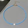 Shell Heart Choker Necklace with Colorful Glass Beads Adjustable 34+10cm (13.4+3.9in) Spring Summer Fashion Gift for Friend