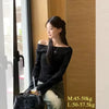 Off-Shoulder Cropped Knit Pullover for Women — Slim Long Sleeve Side-Slit Sweater, Autumn/Winter
