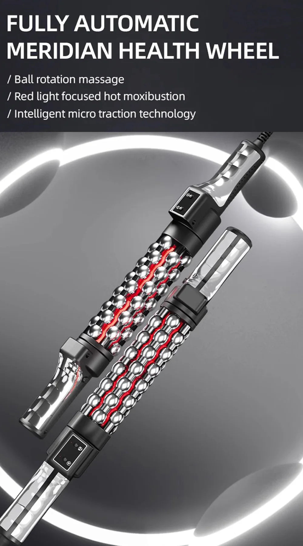 Heated Electric Rotating Body Massager with Red Light – 360° Anti-Cellulite Massage Roller for Whole Body, Muscle Relaxation & Home Use