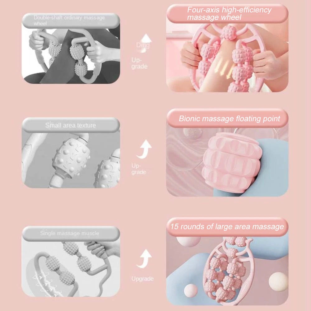 12-Wheel Manual Leg & Body Massage Roller – Full-Coverage Thigh, Calf & Arm Muscle Relief