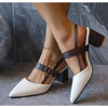 Women's Pointed Toe Chunky Square Heel Sandals – Buckle Strap PU Dress Heels (5–8 cm / 2.0–3.1 in) for Office, Wedding & Casual