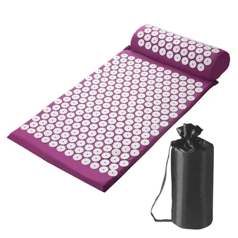 Acupressure Shakti Mat with Pillow – Spike Massage Mat for Back & Body Pain Relief, Yoga Relaxation (68×42×2 cm / 26.8×16.5×0.8 in)