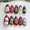 24-Pack Christmas Green Snowflake Press-On Nails with Rhinestones – Holiday False Nail Set for Women