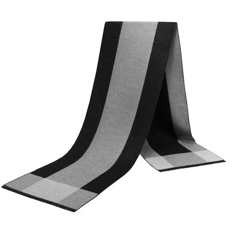 Men's Cashmere-Feel Scarf 180 x 31 cm (71 x 12 in) Plaid Stripe Pashmina Shawl Warm Winter