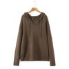 Plus Size Women's Hooded V-Neck 3D Knitted Sweater - Oversized Warm Pullover for Autumn Winter