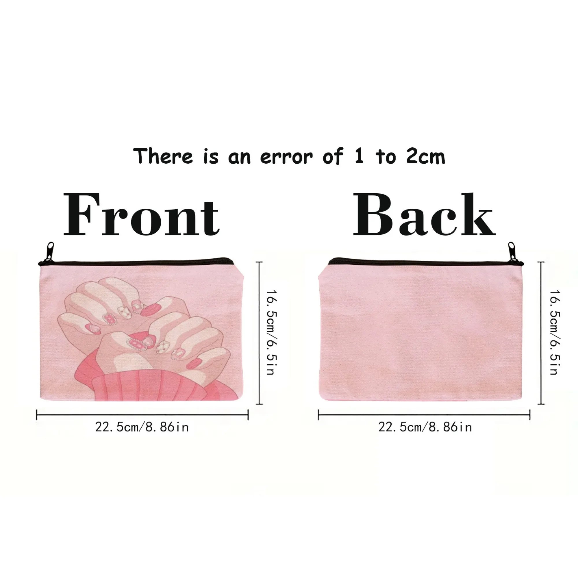 Pink Manicure Makeup Bag – Nail Art Print Cosmetic Organizer with Zipper for Travel & Nail Tools