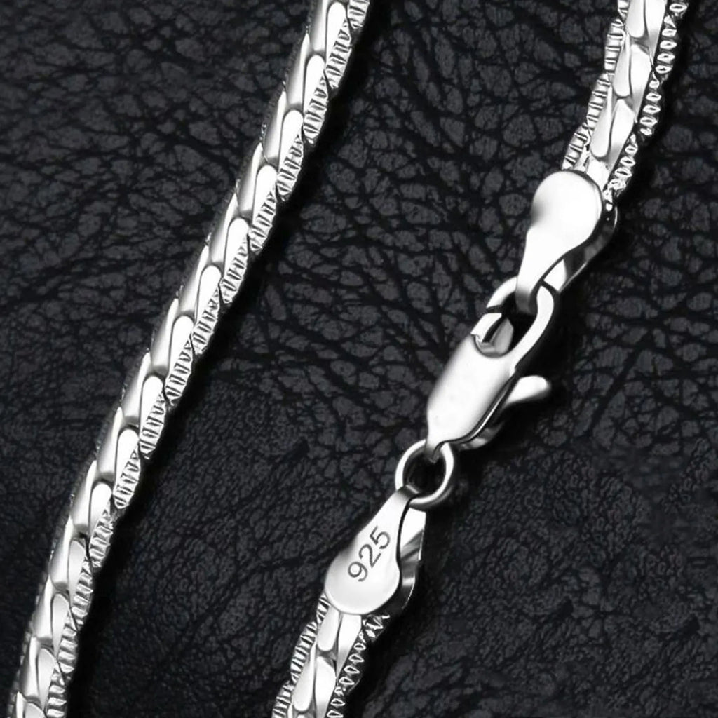 925 Sterling Silver 6mm Chain Necklace Bracelet Set Unisex - Lengths 8/16/18/20/22/24 in (20/41/46/51/56/61 cm)