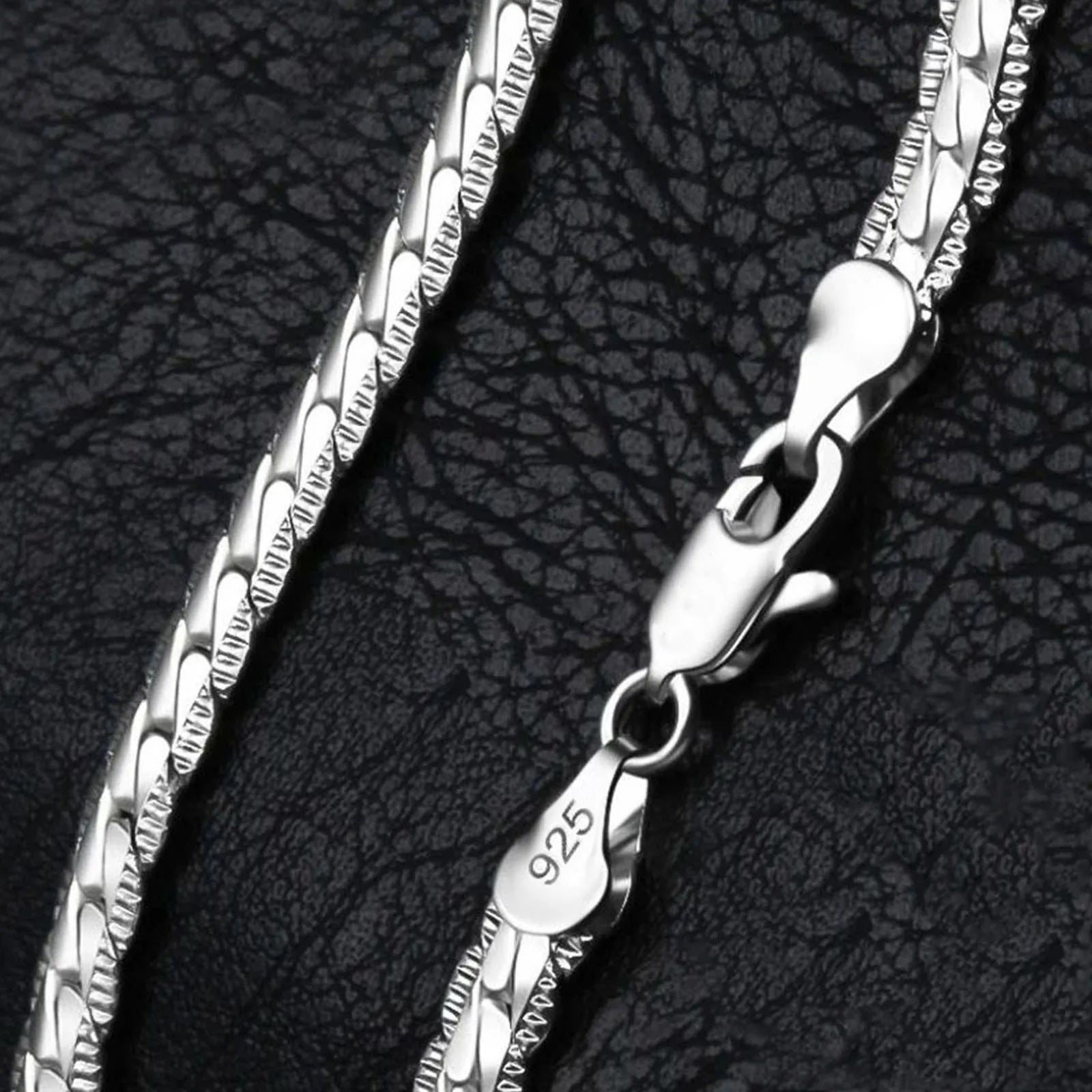 925 Sterling Silver 6mm Chain Necklace Bracelet Set Unisex - Lengths 8/16/18/20/22/24 in (20/41/46/51/56/61 cm)