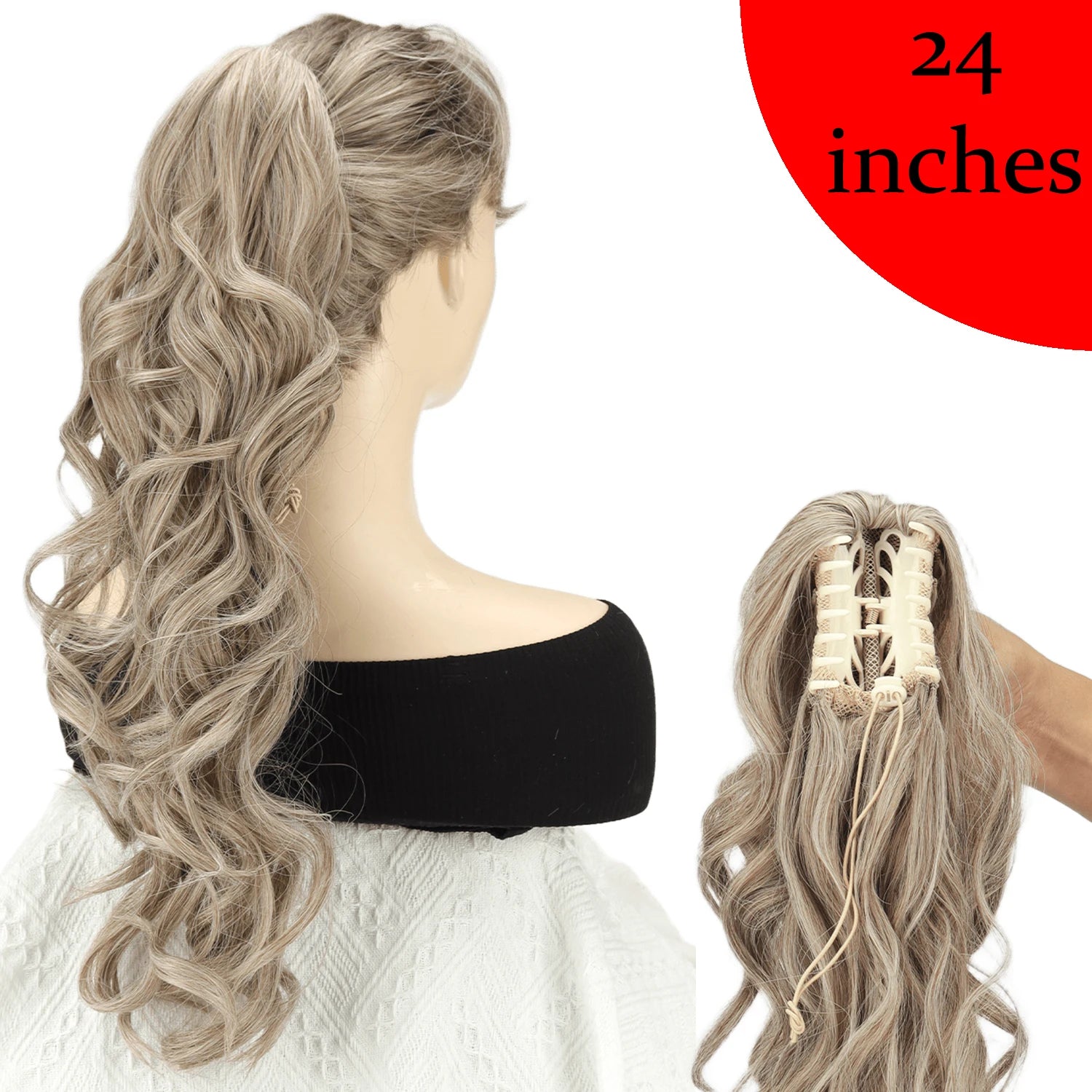 AZQUEEN 18-Inch (45 cm) Clip-In Wavy Ponytail Hair Extension - Heat-Resistant Synthetic, Layered Black/Brown