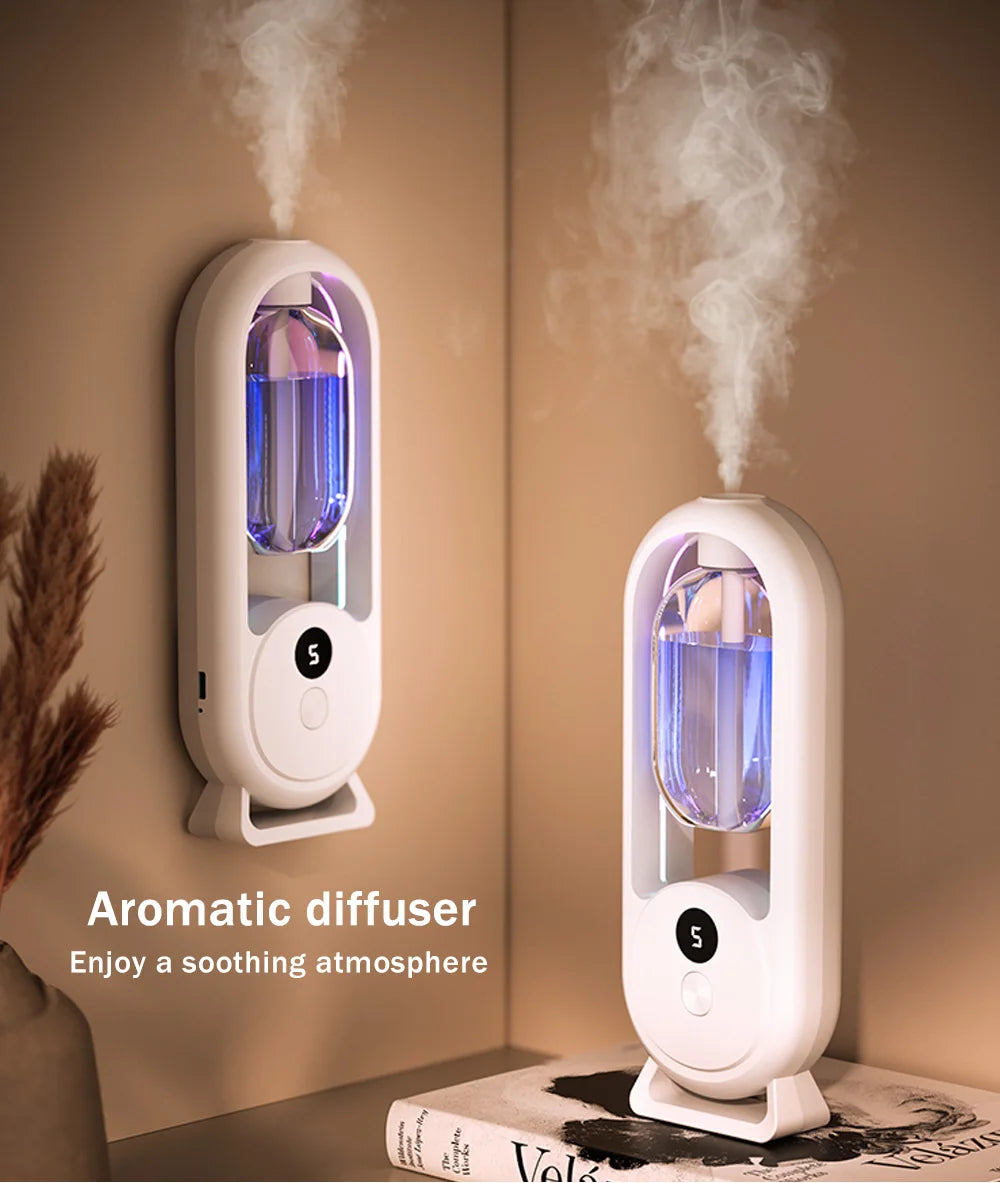 Rechargeable Portable Aroma Diffuser – Essential Oil Aromatherapy Air Freshener with 5 Timed Spray Modes