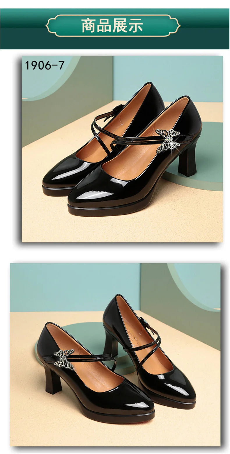 Women's Microfiber Round-Toe Thin Heel Pumps – Bridal Wedding Dance Party Shoes (5–8 cm / 2.0–3.1 in Heel)