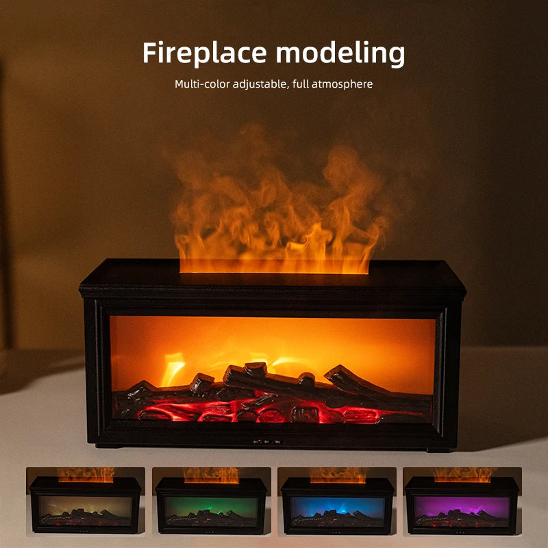 7-Color Mini Flame Aromatherapy Diffuser - Essential Oil Fireplace Humidifier