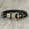 Men's Nautical Rope Bracelet with Anchor Charm - Bronze Bilayer 8.1 in (20.5 cm) Easy-Hook Surfer Bracelet