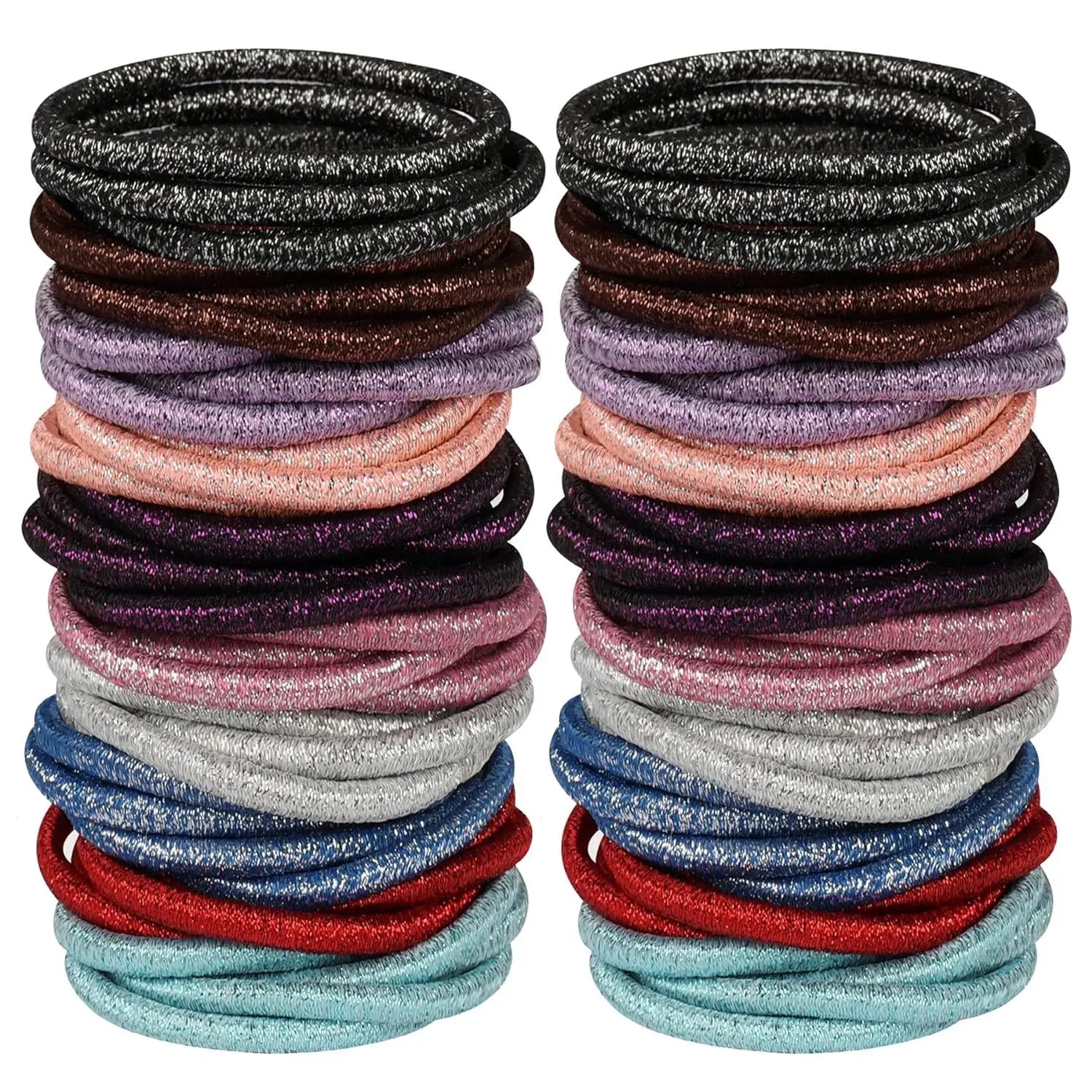 50-Pack No-Damage Elastic Hair Ties for Women & Girls – Seamless Ponytail Holders (Assorted Colors, Includes Black)