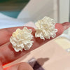 Red & Blue Enamel Flower Stud Earrings for Women - Five-Petal Crystal Floral Studs, Korean Cute Fashion